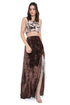 Brown Embroidered Choli And Skirt With Slit
