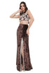 Brown Embroidered Choli And Skirt With Slit