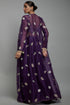 Purple Embroidered Bustier With Embroidered Jacket And Sharara