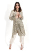 Off White Embroidered Jacket And Jogger Pant With Bottom Tie Up