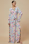 Baby Pink Printed Crepe Long Beyza Kaftan