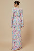 Baby Pink Printed Crepe Long Beyza Kaftan