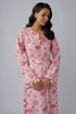 Blush Pink Printed Art Crepe Long Beyza Kaftan With Belt
