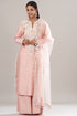 Rose Pink Embroidered Kurta And Palazzo With Dupatta