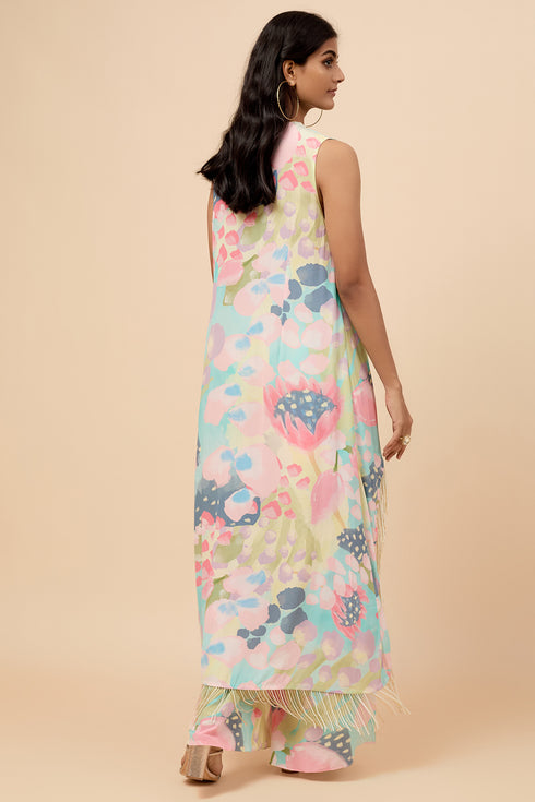 Euphoria Printed Kurta With Palazzo And Belt