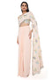 Peach Embroidered Choli With Attached Embroidered Pallu And Pre-Stitched Skirt