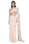Blush Pink Embroidered Choli With Attached Pallu And Embroidered Pre-Stitched Skirt