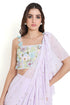 Lavender Embroidered Choli With Pre-Stitched Ruffle Saree