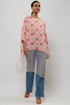 Blush Pink Printed Crepe And Organza Raneem Tunic