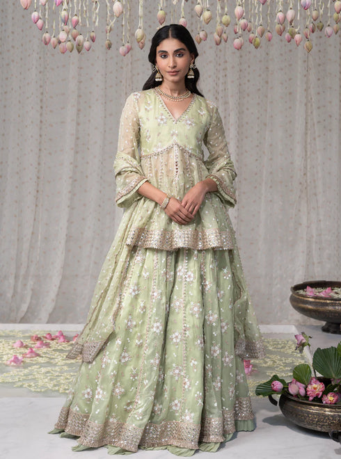 Rajnigandha Short Anarkali with Rajnigandha Lehenga