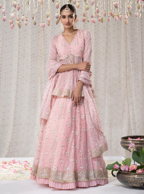 Rajnigandha Short Anarkali with Rajnigandha Lehenga