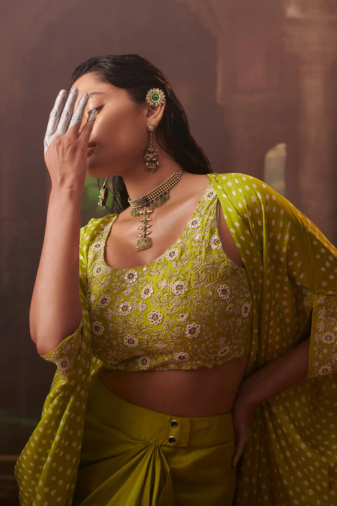 Rimjhim 3 Pc Bandhni Cape Set