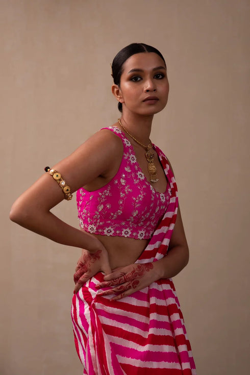 Leheriya Bengali Drape Saree