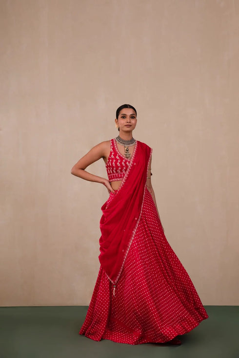 Rimjhim Bandhni Lehenga