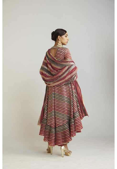 Charcoal Grey Round Neck Asymmetrical Kurta Dhoti Set