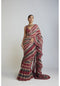 Pre Draped Charcoal Grey Multicolor Saree Set