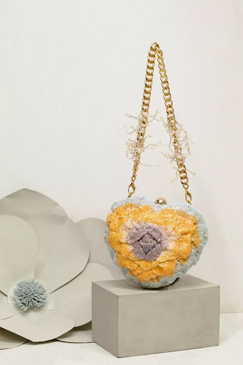 Isa Beaded Heart Clutch – Summer Sun