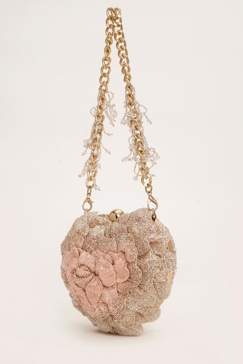 Isa Beaded Heart Clutch – Multi Blush