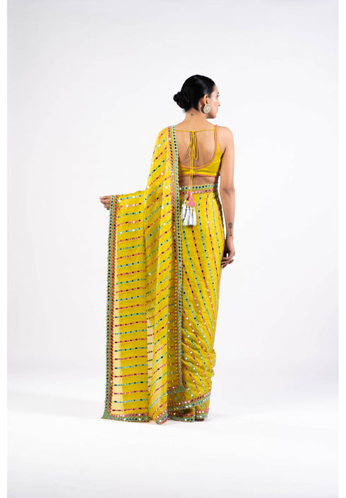 Moss Green Mirror Saree