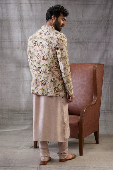 Mehr Printed Jacket With Kurta Set