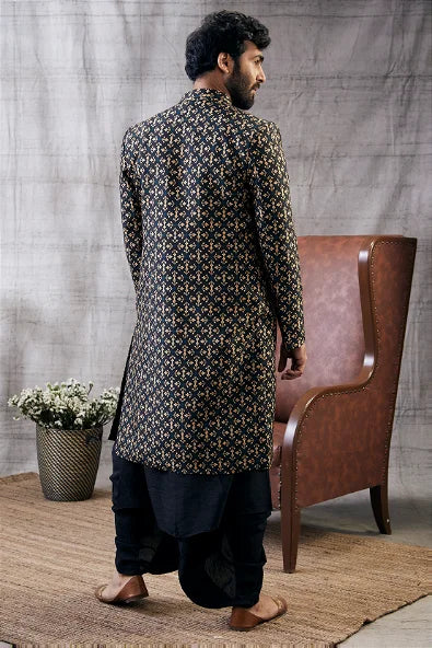 Zahra Printed Longline Jacket with Dhoti Set
