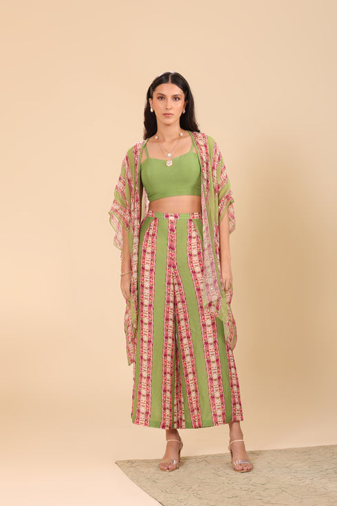 Naqsh Embellished Palazzo Set With Cape