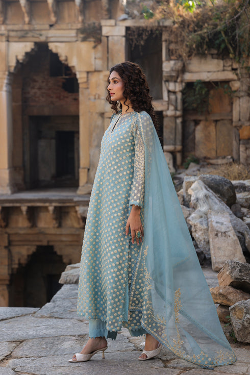 Vaayu Light Blue Buti Kurta Set