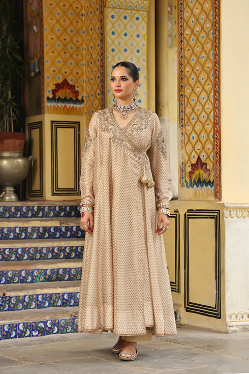 Ahista Ivory Printed Heavy Angrakha