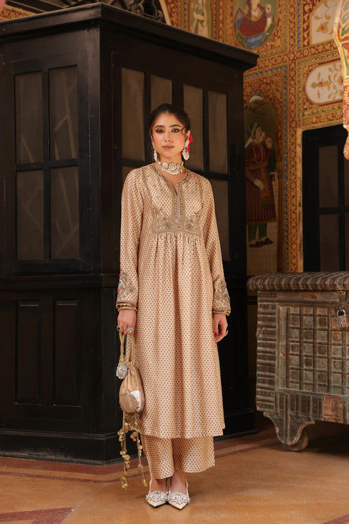 Ahista Ivory Printed Frockstyle Kurta Set