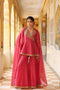 Ahista Pink Printed Angrakha Sharara Set