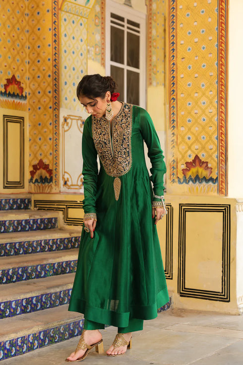 Ahista Green Kalidaar Set