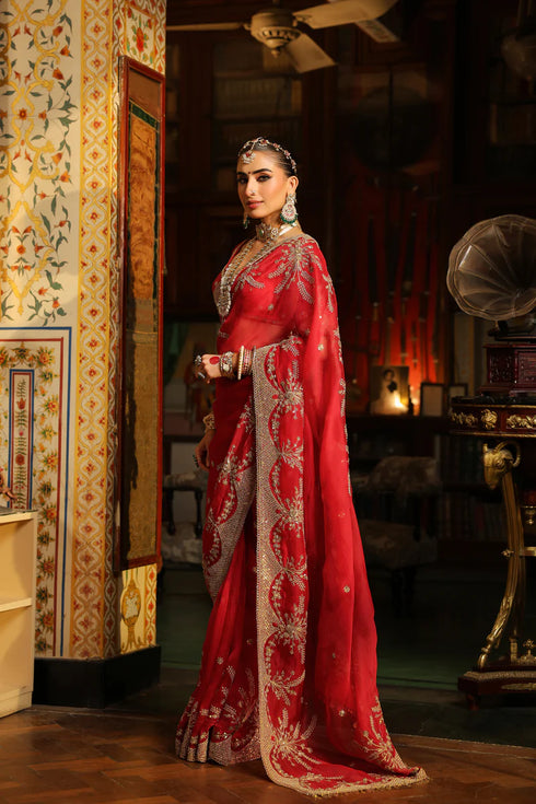 Ahista Red Zardosi Saree Set