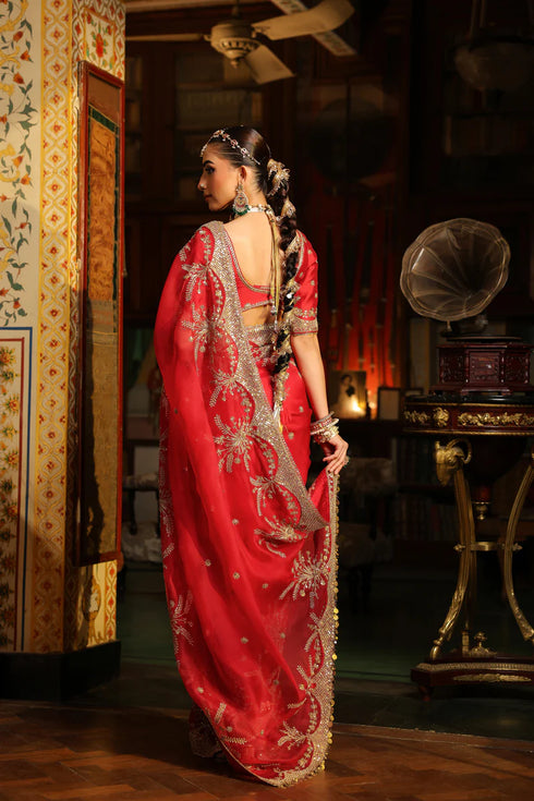 Ahista Red Zardosi Saree Set