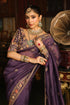 Ahista Purple Mayur Applique Border Saree Set