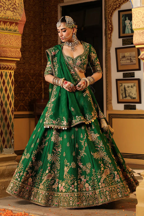Ahista Green Mayur Applique Lehenga Set