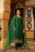 Ahista Green Mayur Applique Long Kurta Set With Heavy Dupatta
