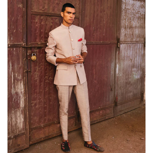 Concrete Grey Bandhgala Teamed With Pants