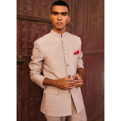 Concrete Grey Bandhgala Teamed With Pants