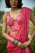 Pink Embroided Pre- Draped Saree and Blouse