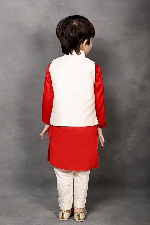 Hand Embroidered Floral Motif Nehru Jacket with Kurta & Pant Set