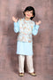 Blue Floral Jaal Embroidered Nehru Jacket With Kurta & Pant Set