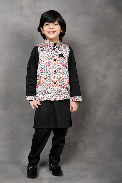 Kani Print Jacket With Kurta Set