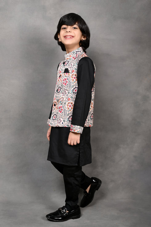 Kani Print Jacket With Kurta Set