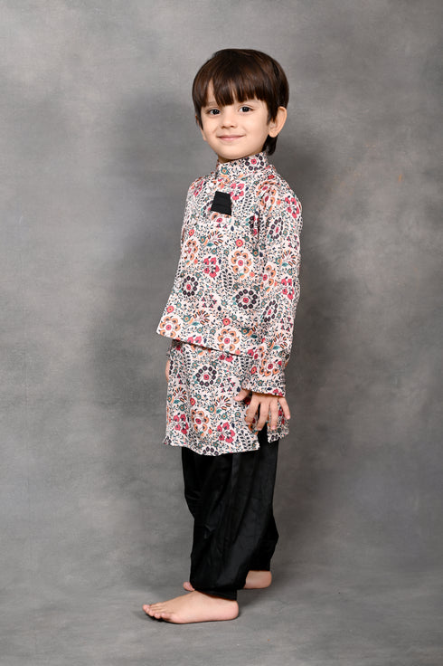 Kani Print Nehru Jacket With Matching Kurta & Pathani Salwaar Set