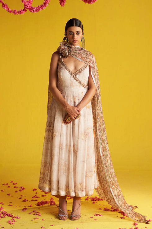 Amita Mustard Anarkali Set