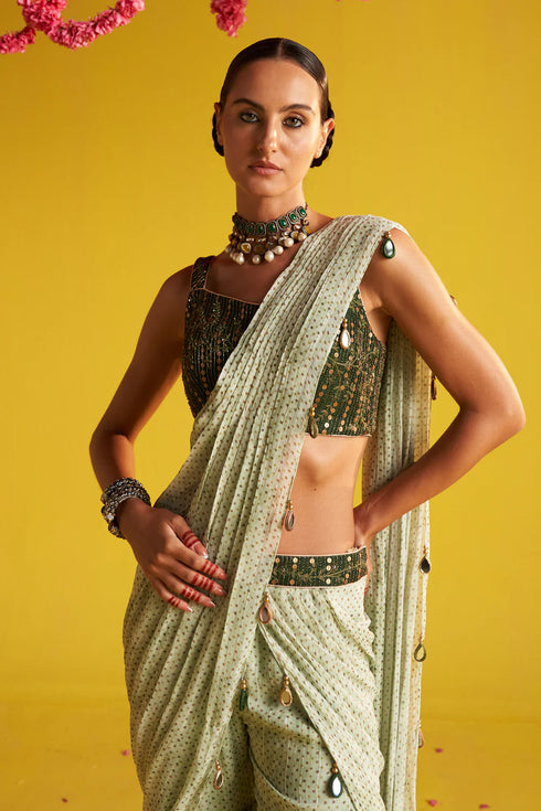 Sera Green Saree Set