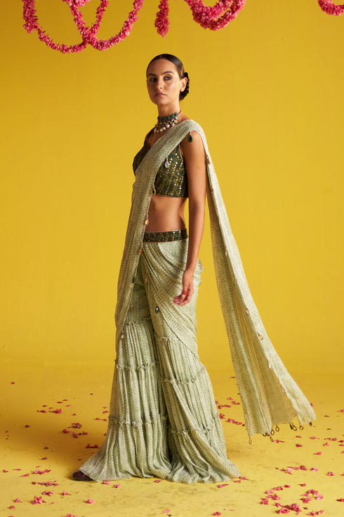 Sera Green Saree Set