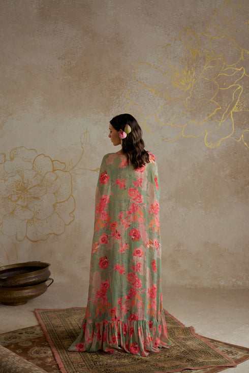 Jade Rose Lehenga With Cape Set