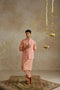 Blush Kurta Set With Printed Jacket