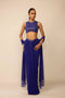 Cocktail Blue Sequins Embroidered Draped Skirt Set